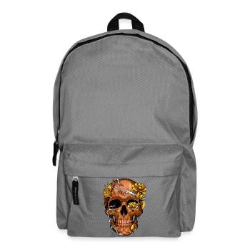 Gold and copper floral skull - gothic skull art - Backpack - elephant grey - Front