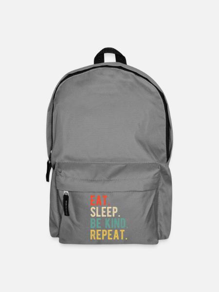 Eat Sleep Be Kind Repeat Retro Positives Statement - Rucksack - Mittelgrau