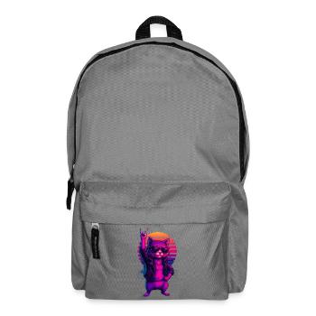 Synthwave Cat Cat Retro Sunset - Backpack - elephant grey - Front