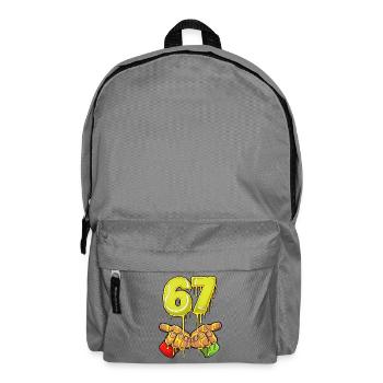 67 Meme Tennis Streetart Tropfende Zahlen Design - Rucksack - Mittelgrau - Vorne