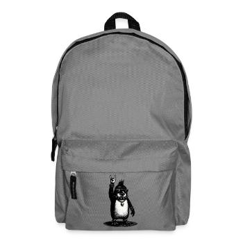 Rock Penguin With Metal Hand Sign - Backpack - elephant grey - Front