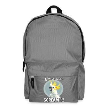 Funny Cockatoo T, Screaming Bird for Cockatoo Me - Backpack - elephant grey - Front