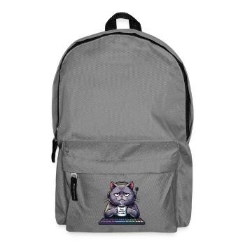 Illustration of a cat that is not a morning person - Backpack - elephant grey - Front