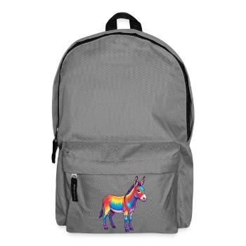 Colorful Donkey Rainbow Pop Art Watercolor - Backpack - elephant grey - Front