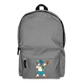 Funny Dabbing Football Unicorn Rainbow Sports Gift - Backpack - elephant grey - Front