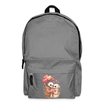 Couple squelette douillet avec ballons en forme de cœur – Amour - Sac à dos - gris éléphant - Devant
