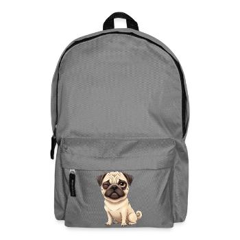 Süßer Mops mit Zwinkern Cartoon Hund Herrchen - Rucksack - Mittelgrau - Vorne
