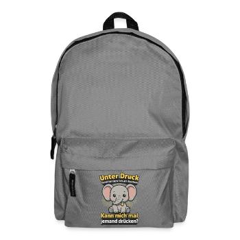 unter druck elefant, knuddel mich spruch - Rucksack - Mittelgrau - Vorne