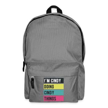 Ich bin Cindy Mache Cindy Dinge Retrofarben - Rucksack - Mittelgrau - Vorne