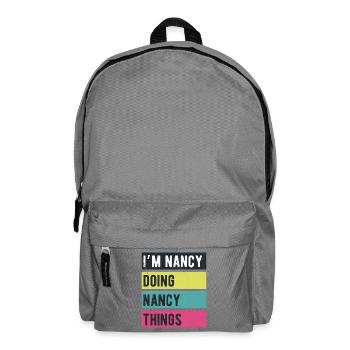 Ich bin Nancy und mache Nancy-Dinge Retro-Farben - Rucksack - Mittelgrau - Vorne