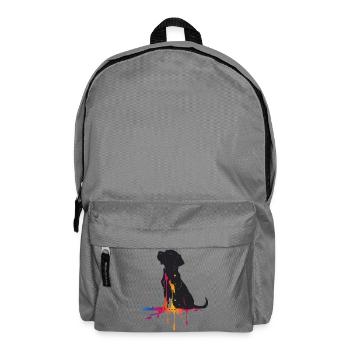 Silhouette von einem Hund mit Farbtropfen - Rucksack - Mittelgrau - Vorne