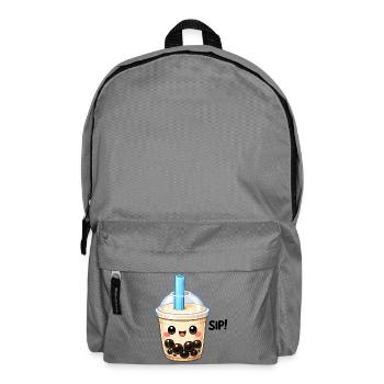 Kawaii Boba Milk Tea Mug - Backpack - elephant grey - Front