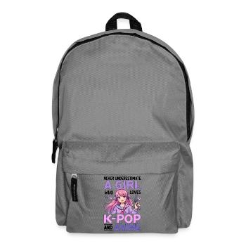 Never Underestimate Girl Who Loves K Pop And Anime - Backpack - elephant grey - Front