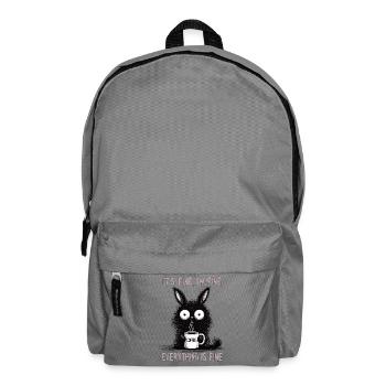 Its Fine Im Fine Coffee Rabbit Humor - Backpack - elephant grey - Front
