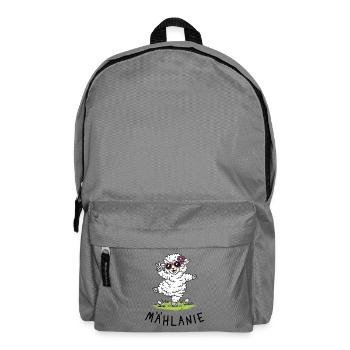 Mählanie – Süßes tanzendes Schaf mit Wortspiel - Rucksack - Mittelgrau - Vorne