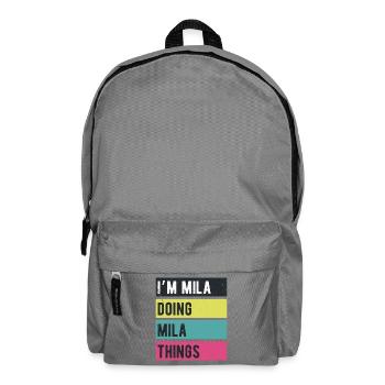 Ich bin Mila und mache Mila-Dinge Retrofarben - Rucksack - Mittelgrau - Vorne