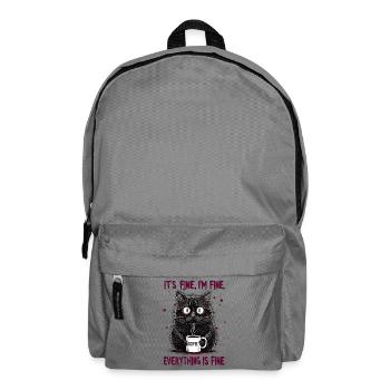 Its Fine Im Fine Coffee Cat Humor - Backpack - elephant grey - Front