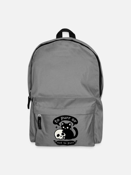 To Purr or Not to Purr | Katze mit Totenkopf - Rucksack - Mittelgrau