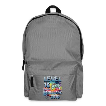 Level 16 Jahre Freigeschaltet seit 2010 Geburtstag - Rucksack - Mittelgrau - Vorne