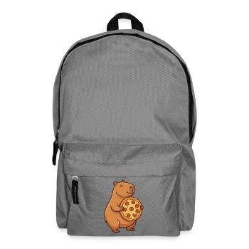Capybara with pizza - Backpack - elephant grey - Front