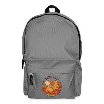 Capybara sofa with pizza cozy animal motif - Backpack - elephant grey - Front