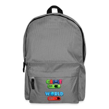 Game On – World Off | Gamer Design mit Controller  - Rucksack - Mittelgrau - Vorne