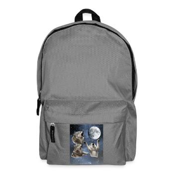 Three wolves howl at the full moon Wolf - Backpack - elephant grey - Front