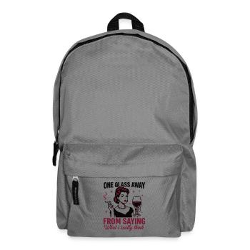 One Glass Away – Honest Wine Saying - Backpack - elephant grey - Front