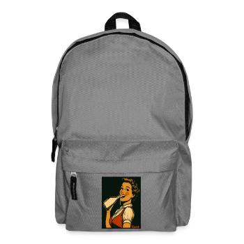 Retro Dame mit Milch Getränk  - Rucksack - Mittelgrau - Vorne