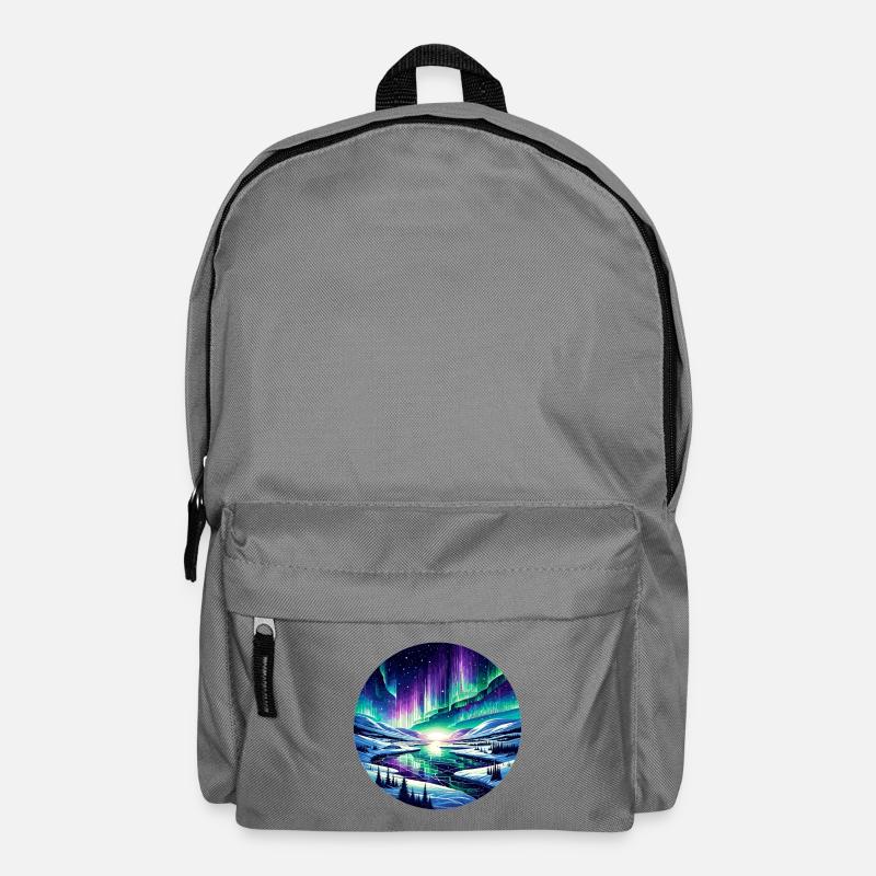 Nordlichtlandschaft am Eisfluss - Rucksack - Mittelgrau