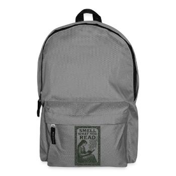 Riech was du liest | Büchergeruch - Rucksack - Mittelgrau - Vorne