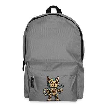 Steampunk-Katze Schrauberheld - Rucksack - Mittelgrau - Vorne