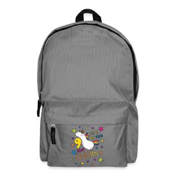 9 Jahre Mädchen Einhorn Ich bin klein aber ohorn - Rucksack - Mittelgrau - Vorne