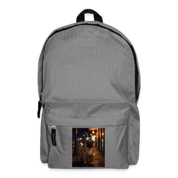 Pug with sunglasses and iced coffee - Backpack - elephant grey - Front
