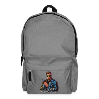 Retro Pop Actionheld Lederjacke: Dor Abmuzler - Rucksack - Mittelgrau - Vorne
