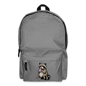 Cute Raccoon Feralcore Cartoon Shirt - Backpack - elephant grey - Front