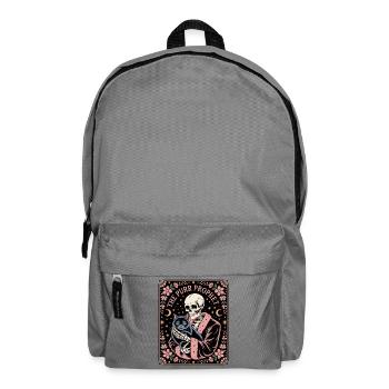 The Purr Prophet Skelett Mit Schwarzer Katze - Rucksack - Mittelgrau - Vorne