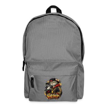 HipHop Katze mit Mikro - Rucksack - Mittelgrau - Vorne