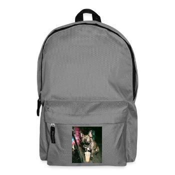 Französische Bulldogge trink Eiskaffee - Rucksack - Mittelgrau - Vorne