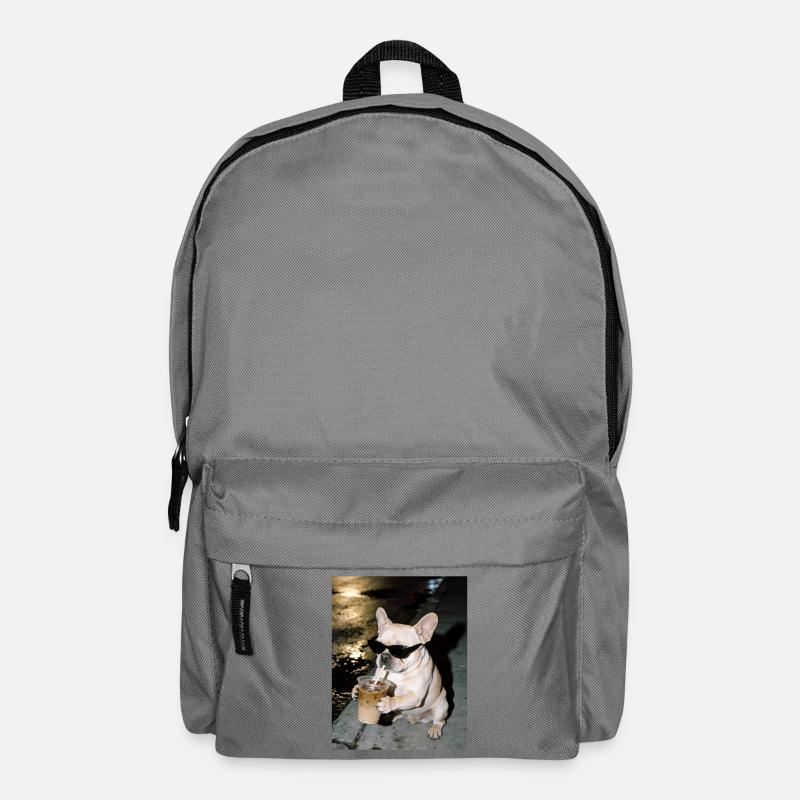 Bouledogue français buvant du café glacé - Sac à dos - gris éléphant
