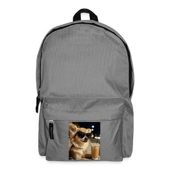 Sonnenbrillen-Hund mit Eiskaffee - Rucksack - Mittelgrau - Vorne