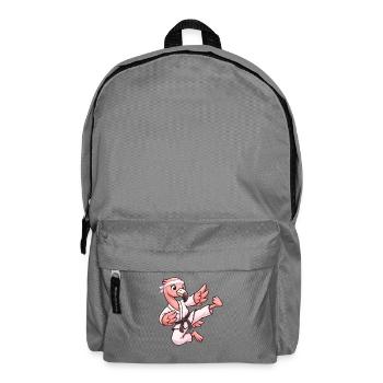 Dessin animé flamant rose mignon sport de combat en karaté - Sac à dos - gris éléphant - Devant