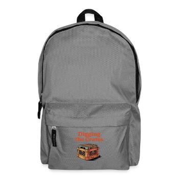Schallplattenkiste Motiv im Retro Stil - Rucksack - Mittelgrau - Vorne