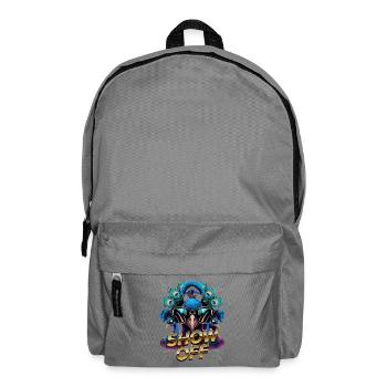 Show Off Peacock With Sunglasses Colorful Cool Peacock - Backpack - elephant grey - Front