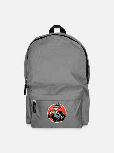 Retro-Noir-Mobster-Typ zeigt auf - Rucksack - Mittelgrau