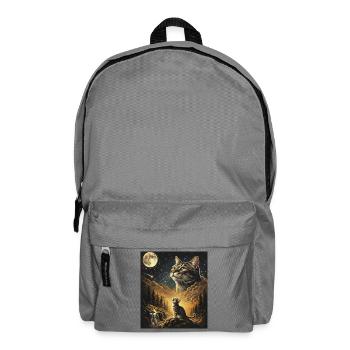 Moon Cat Over Cloud Forest Cat Howls At Moon - Backpack - elephant grey - Front