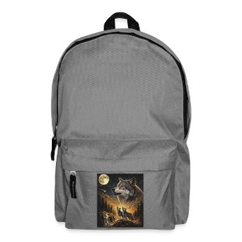 Mondlicht Wolf: Nachtwald-Wächter - Rucksack - Mittelgrau - Vorne