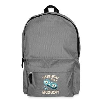 Suspiciously good at the microscope | Microbiology - Backpack - elephant grey - Front