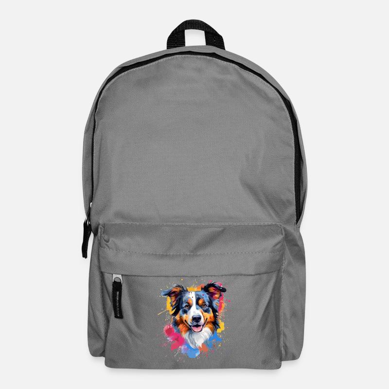 Australian Shepherd Dog Splash Art Bunt - Rucksack - Mittelgrau