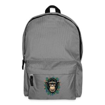 Monkey portrait in tropical green - Backpack - elephant grey - Front